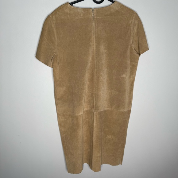 Polo Ralph Lauren lambs Leather Suede Lace Front tan dress - Picture 2 of 4